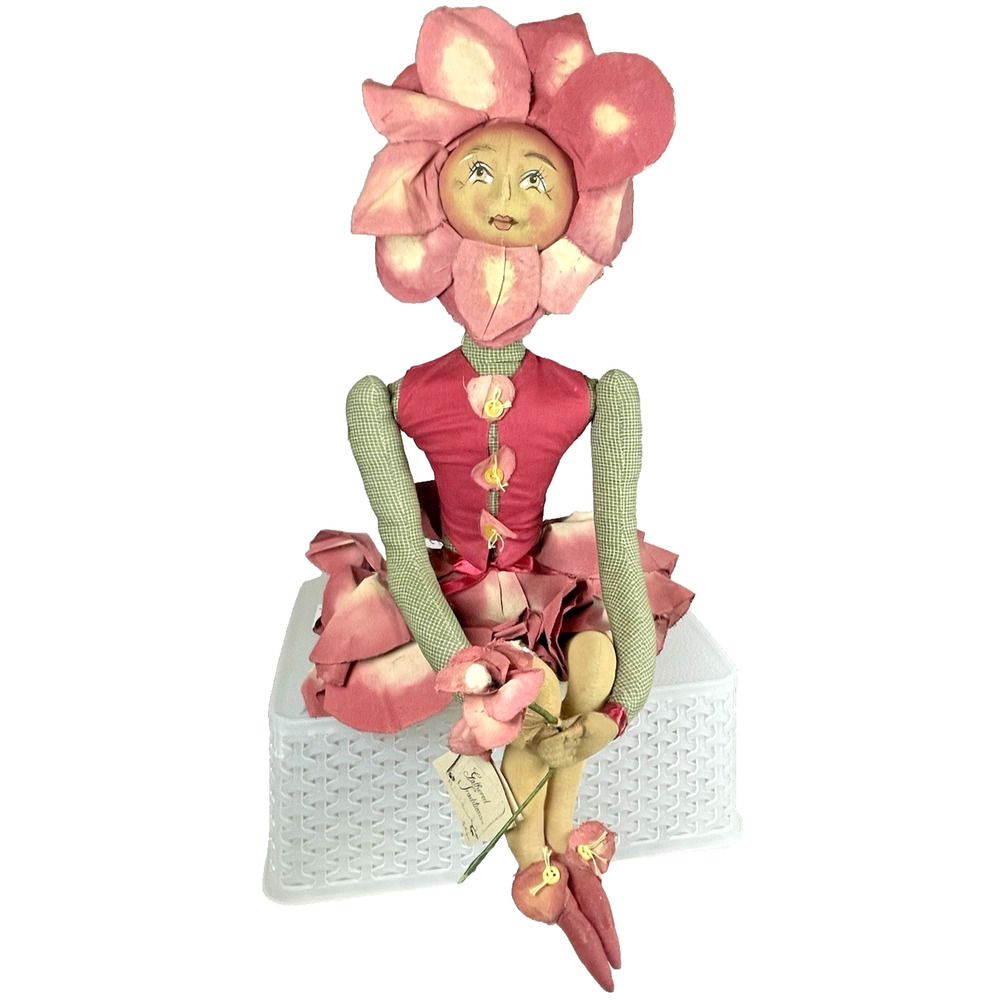 Joe Spencer Gathered Traditions Rosie Doll Rose Flower Anthropomorphic Folk Art